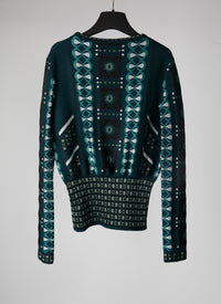 Pull ras du cou à manches longues en maille - Petrole & Bleu