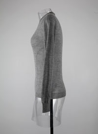 Pull à manches longues à col ras du cou en cachemire - Gris Chine