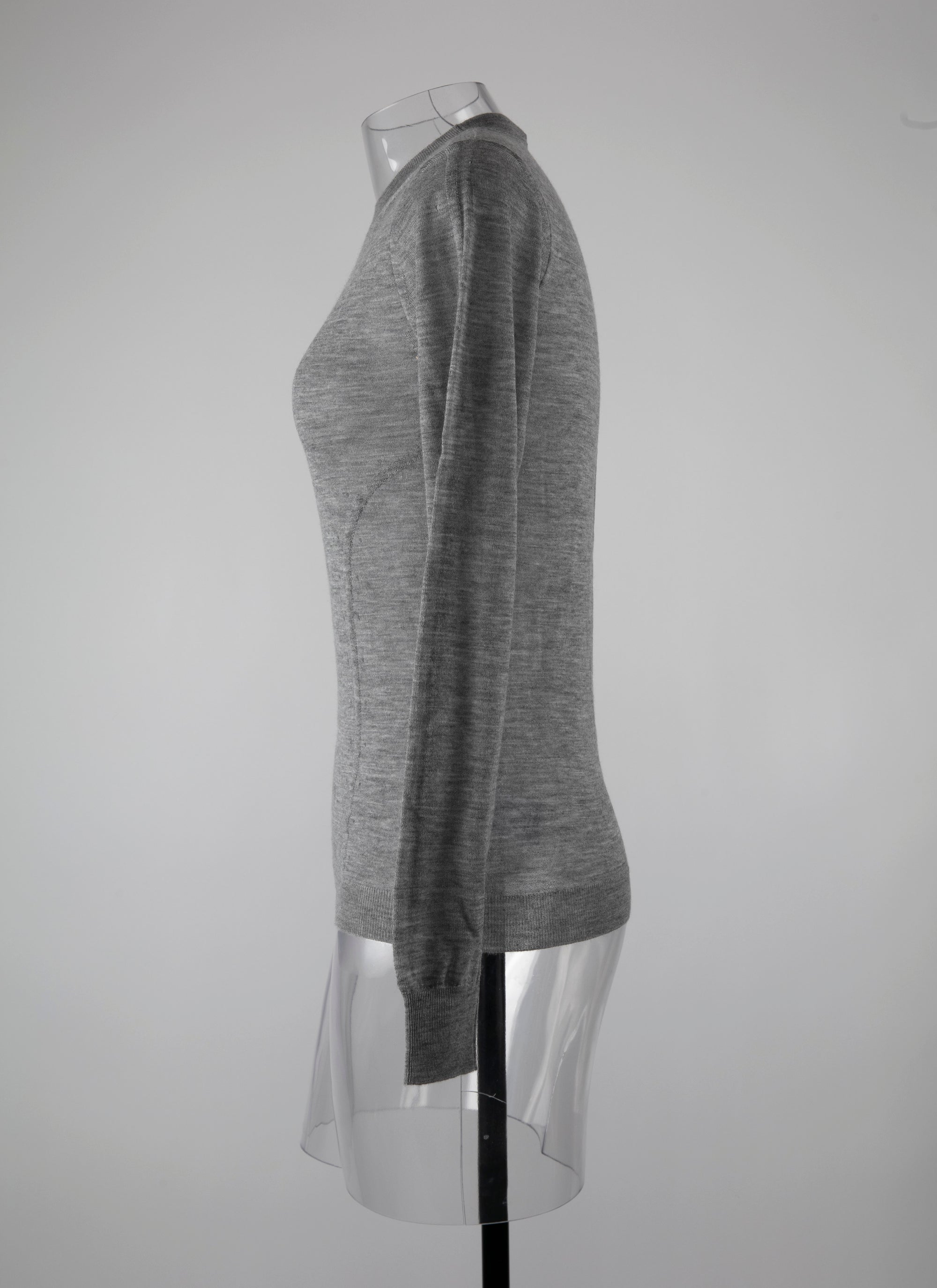 Pull à manches longues à col ras du cou en cachemire - Gris Chine