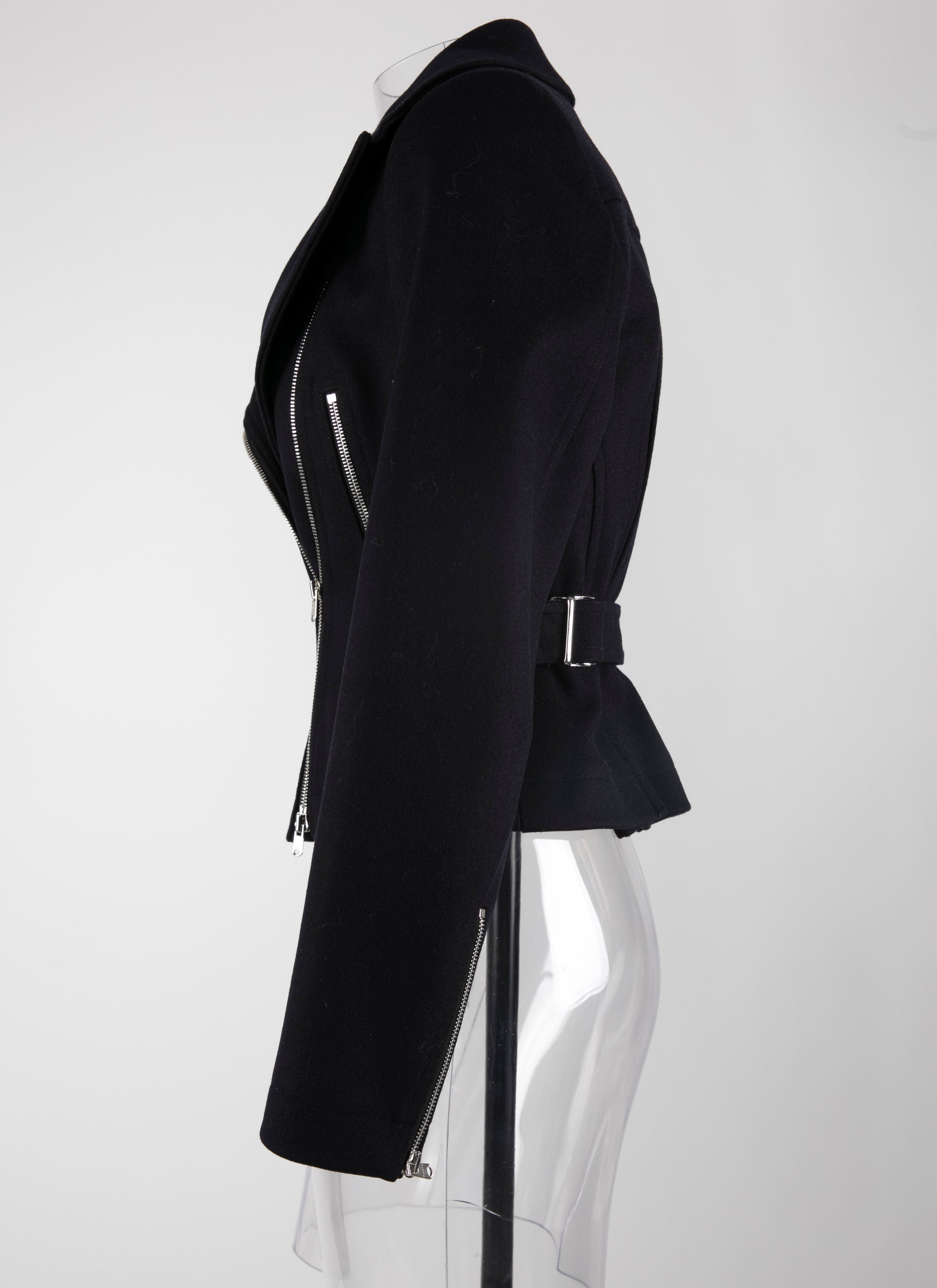 Blouson motard en drap de laine - Nuit