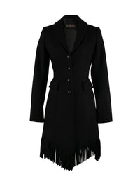 Slim-fit jacket in fine wool with fringes - Night
