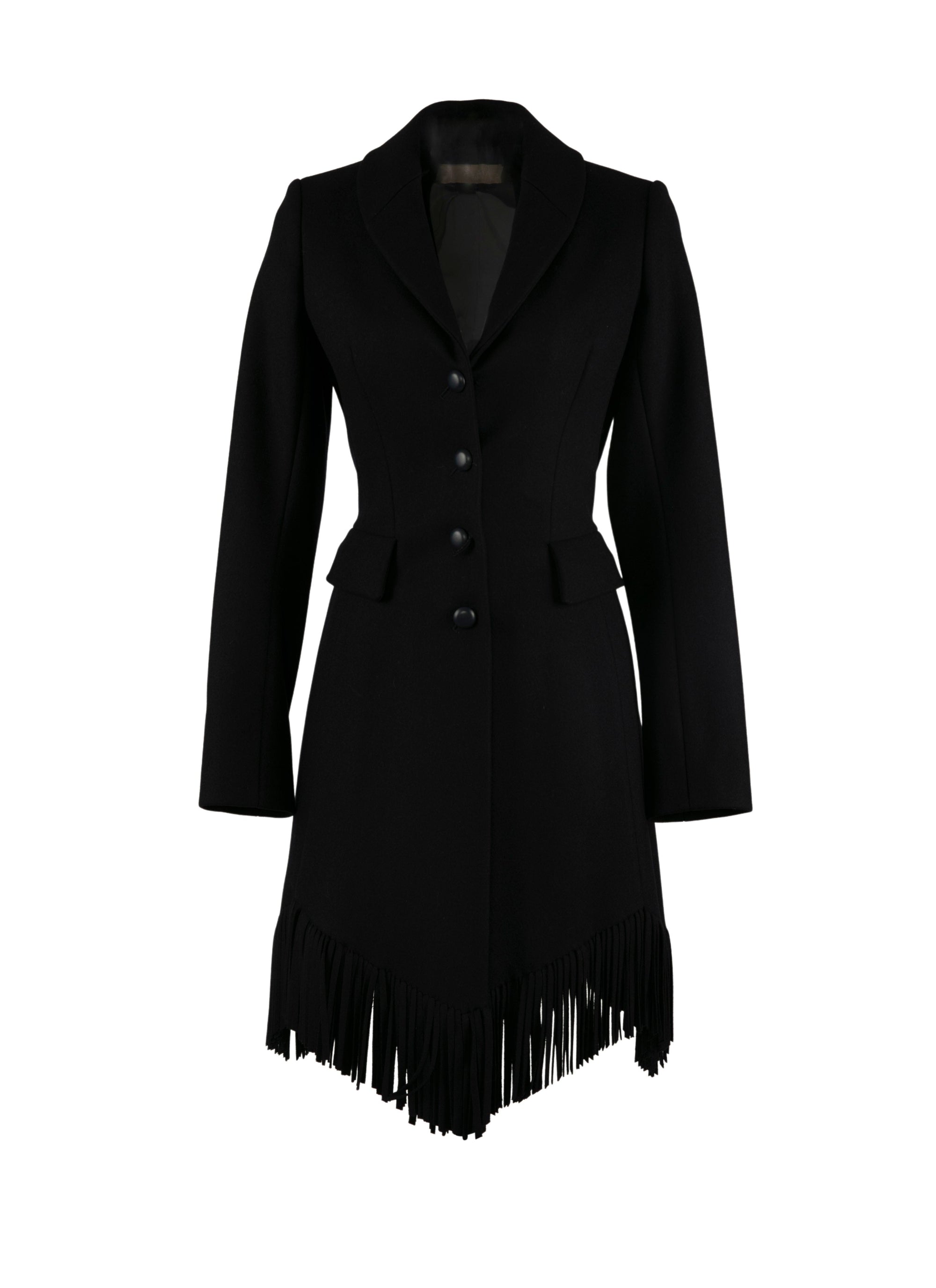 Slim-fit jacket in fine wool with fringes - Night