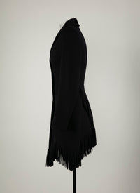 Slim-fit jacket in fine wool with fringes - Night