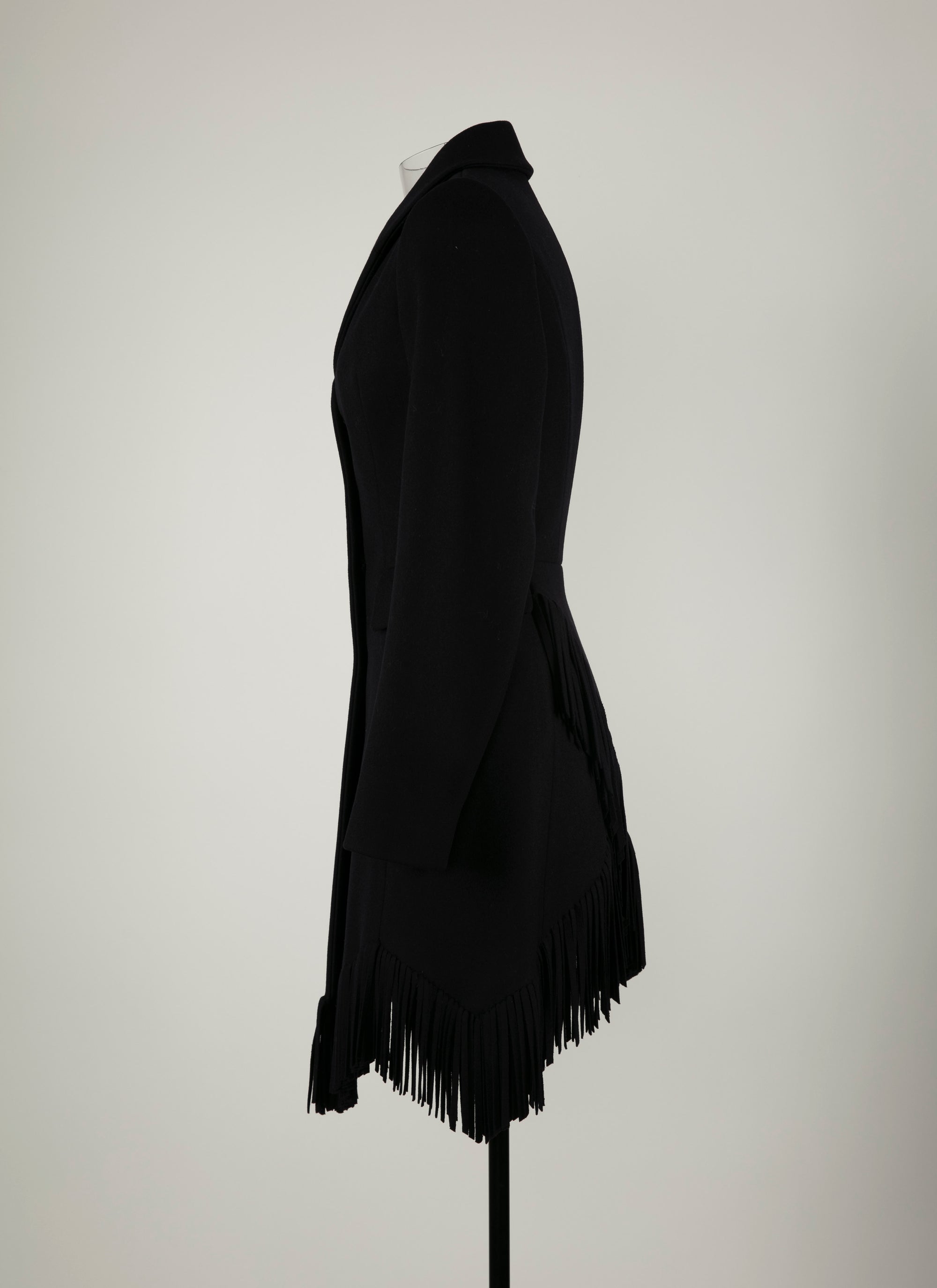 Slim-fit jacket in fine wool with fringes - Night