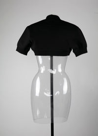 Bolero à manches courtes en maille - Noir