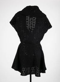 Veste sans manches à dentelles en laine - Noir