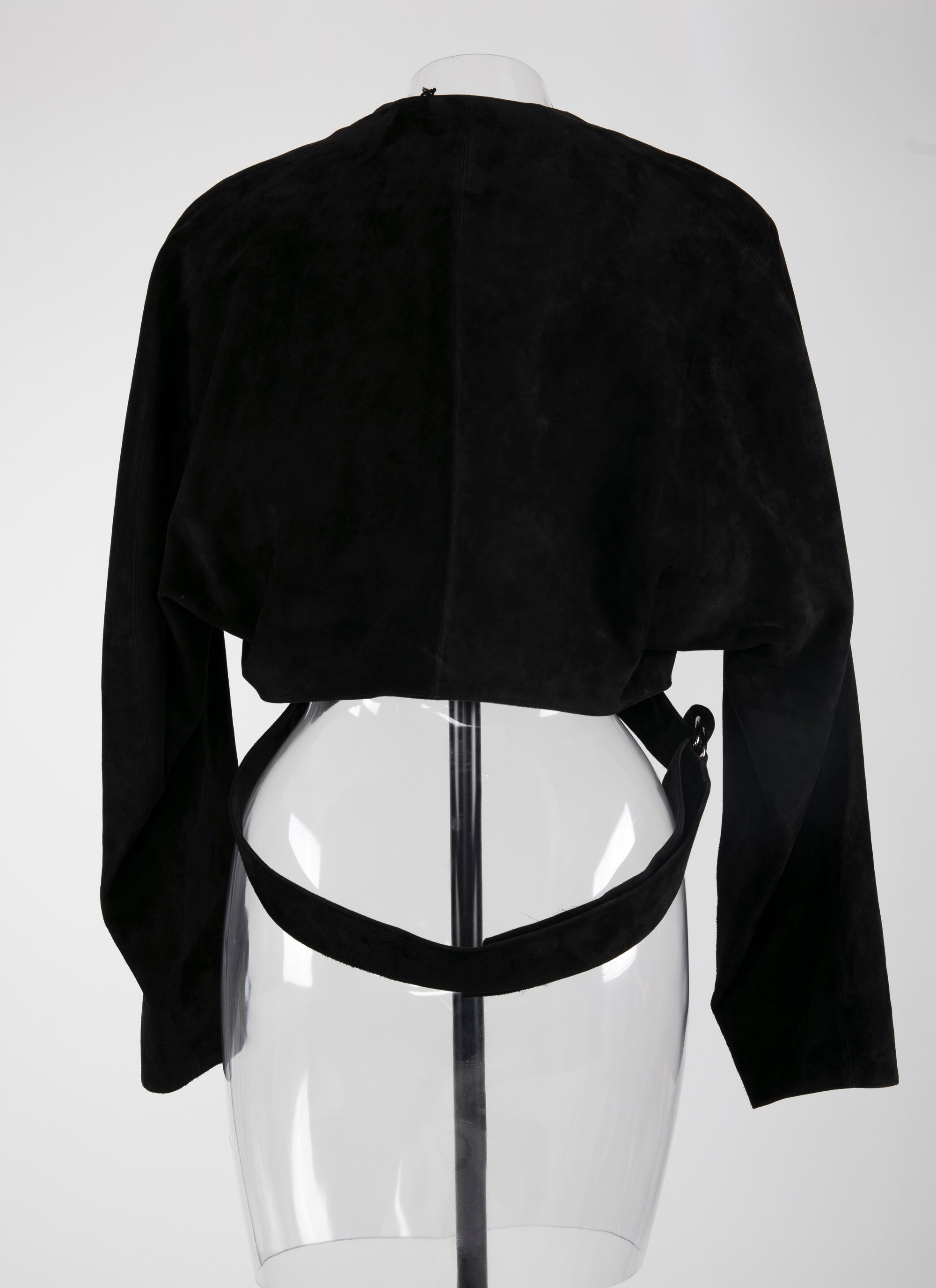 Suede leather jacket with cut-out - Black