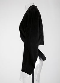 Suede leather jacket with cut-out - Black