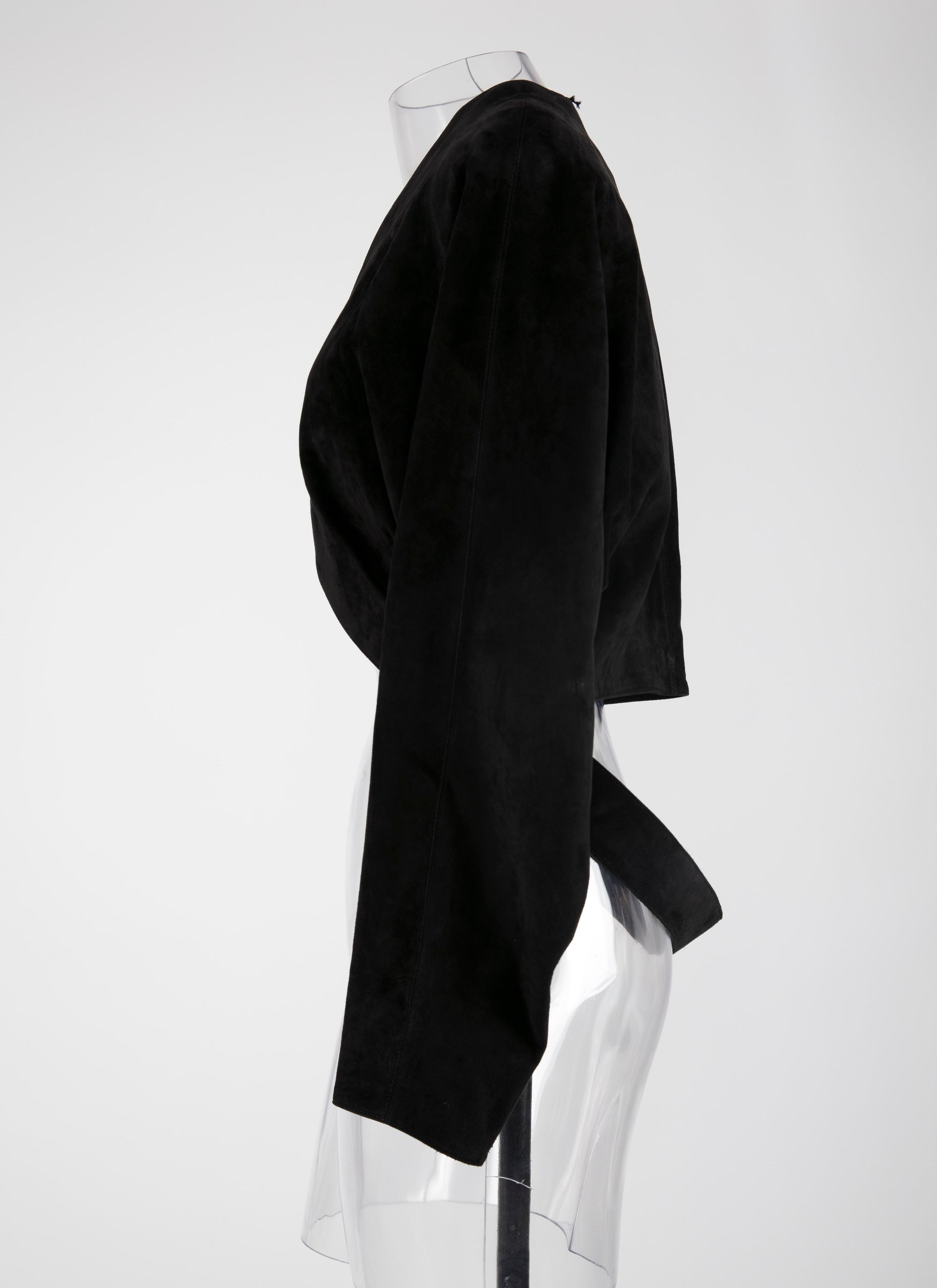 Suede leather jacket with cut-out - Black