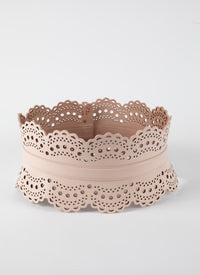 Ceinture corset ajourée en cuir - Galet