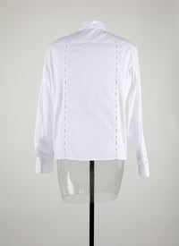 Chemise droite ajourée en popeline - Blanc