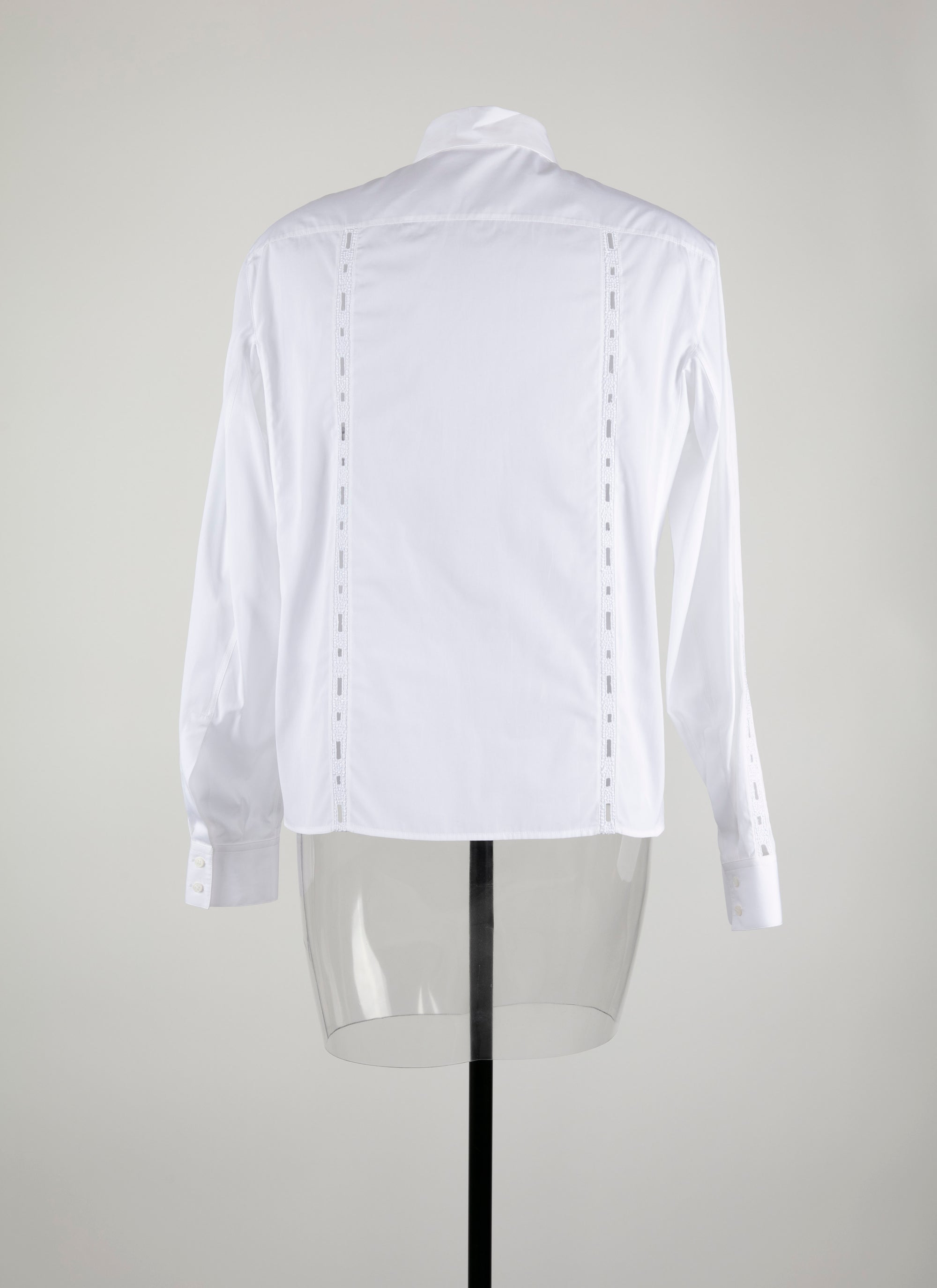 Chemise droite ajourée en popeline - Blanc