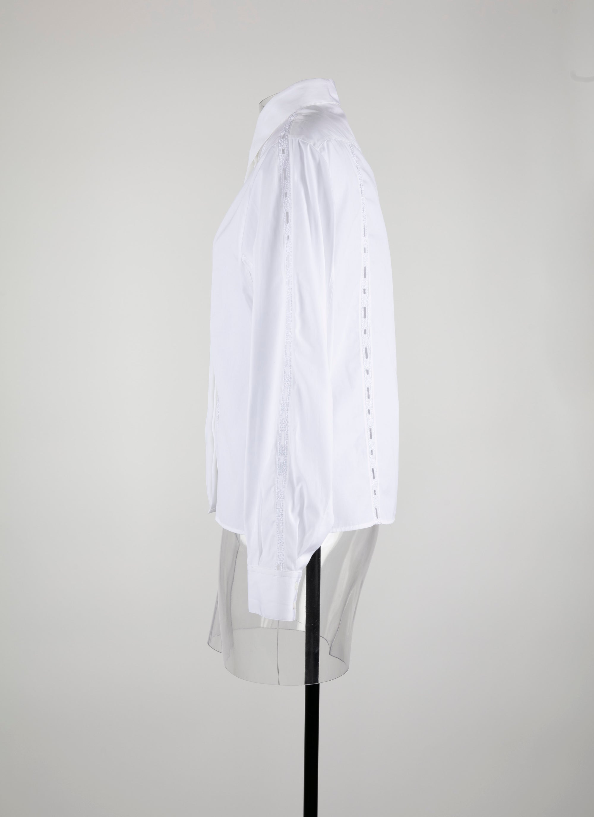 Chemise droite ajourée en popeline - Blanc