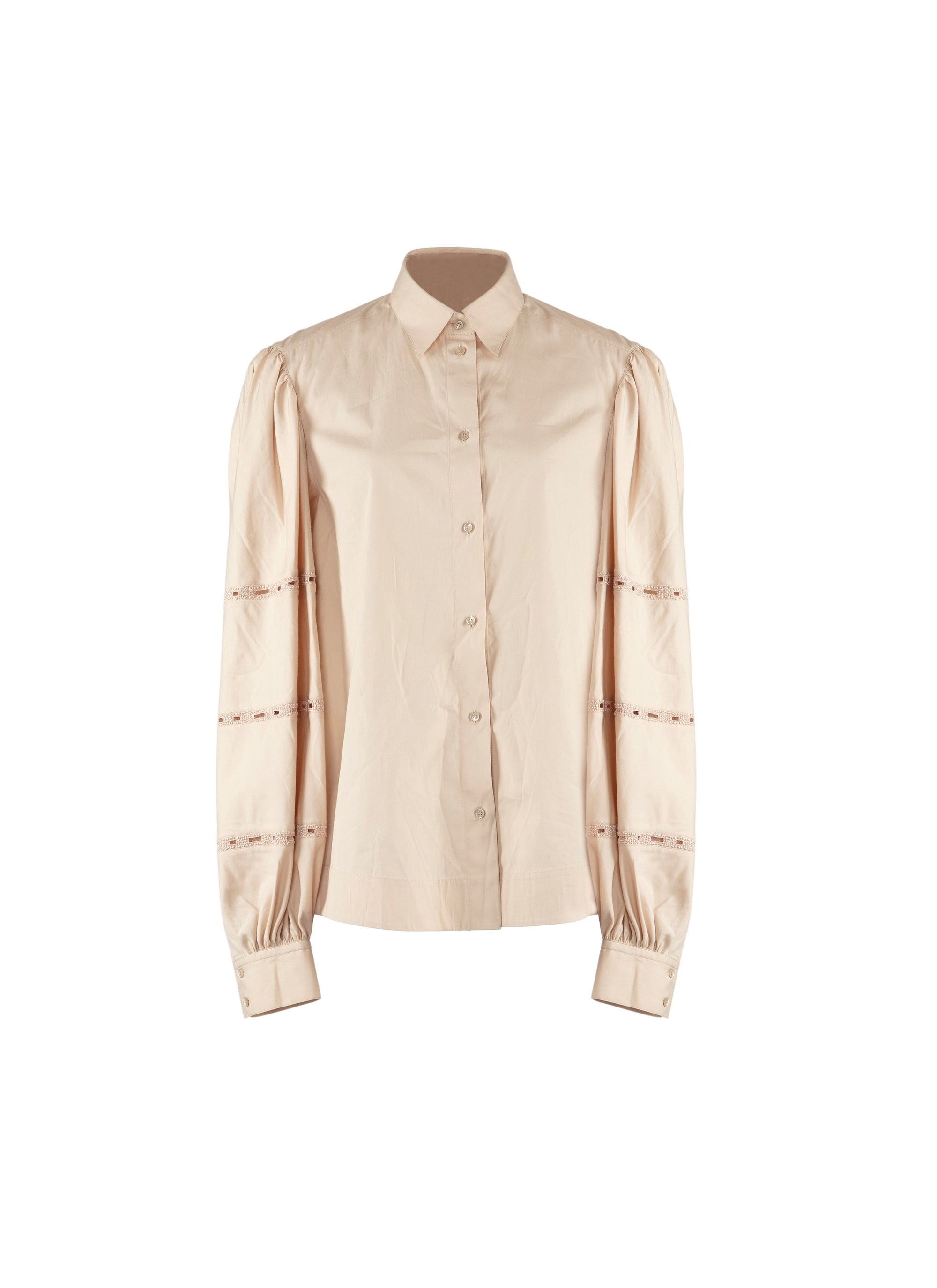 Openwork puff sleeve shirt - Vanilla