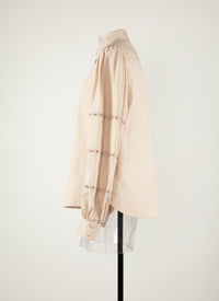 Openwork puff sleeve shirt - Vanilla