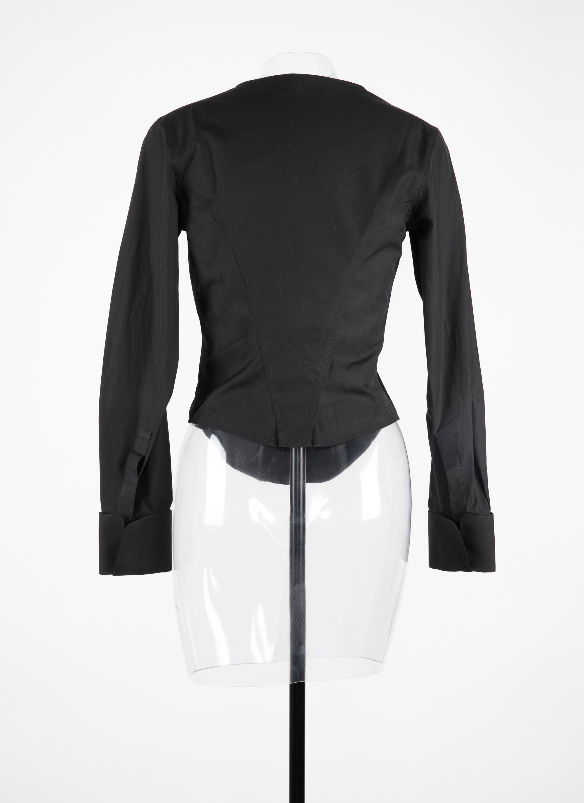 Chemise à col carré en popeline japonaise - Noir