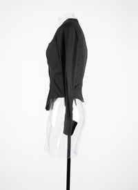 Chemise à col carré en popeline japonaise - Noir