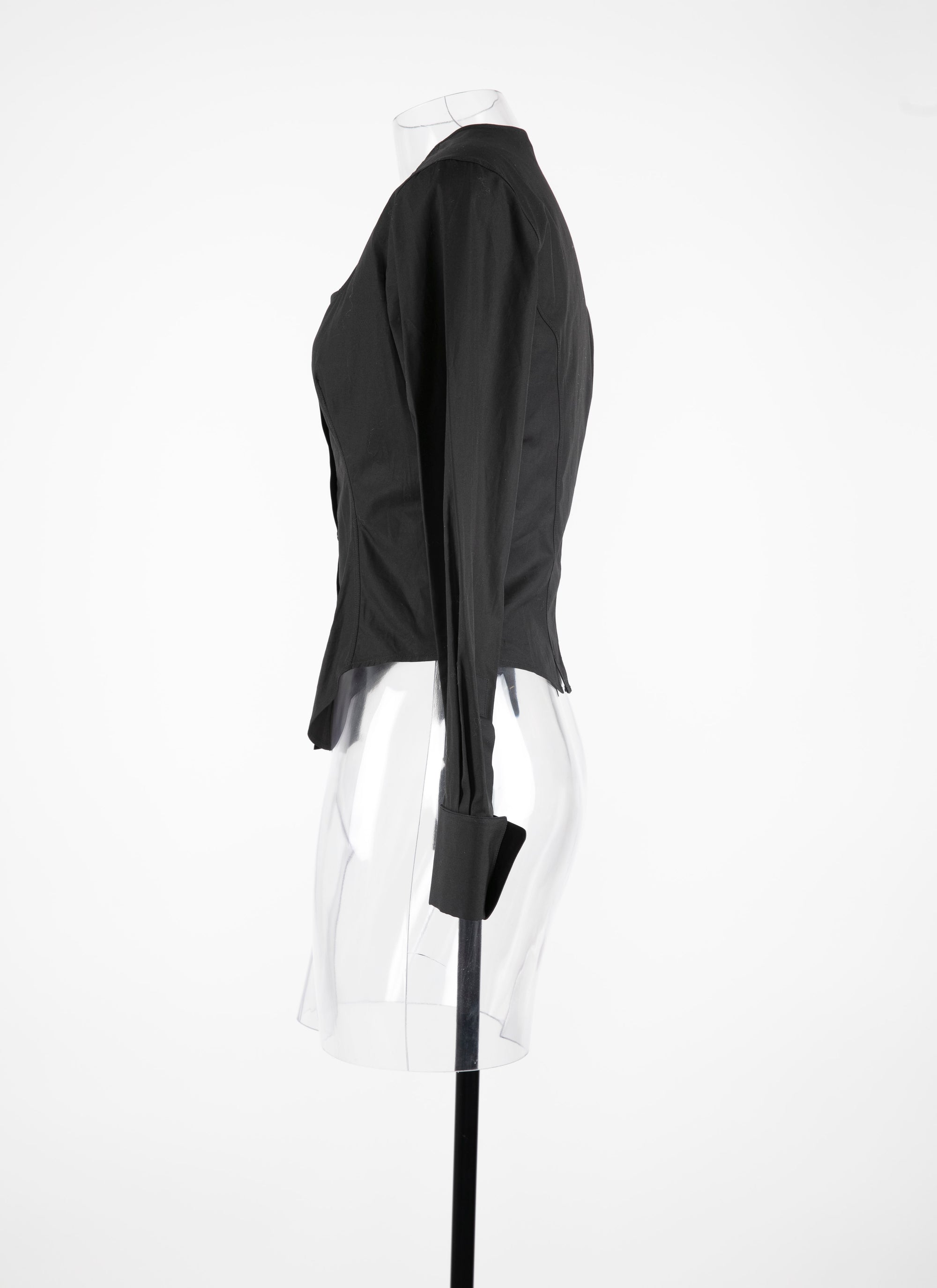 Chemise à col carré en popeline japonaise - Noir