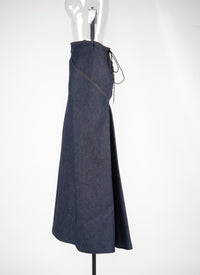 Jupe lacée en denim - Marine Foncé
