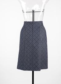 Jupe à motif en denim - Marine Foncé