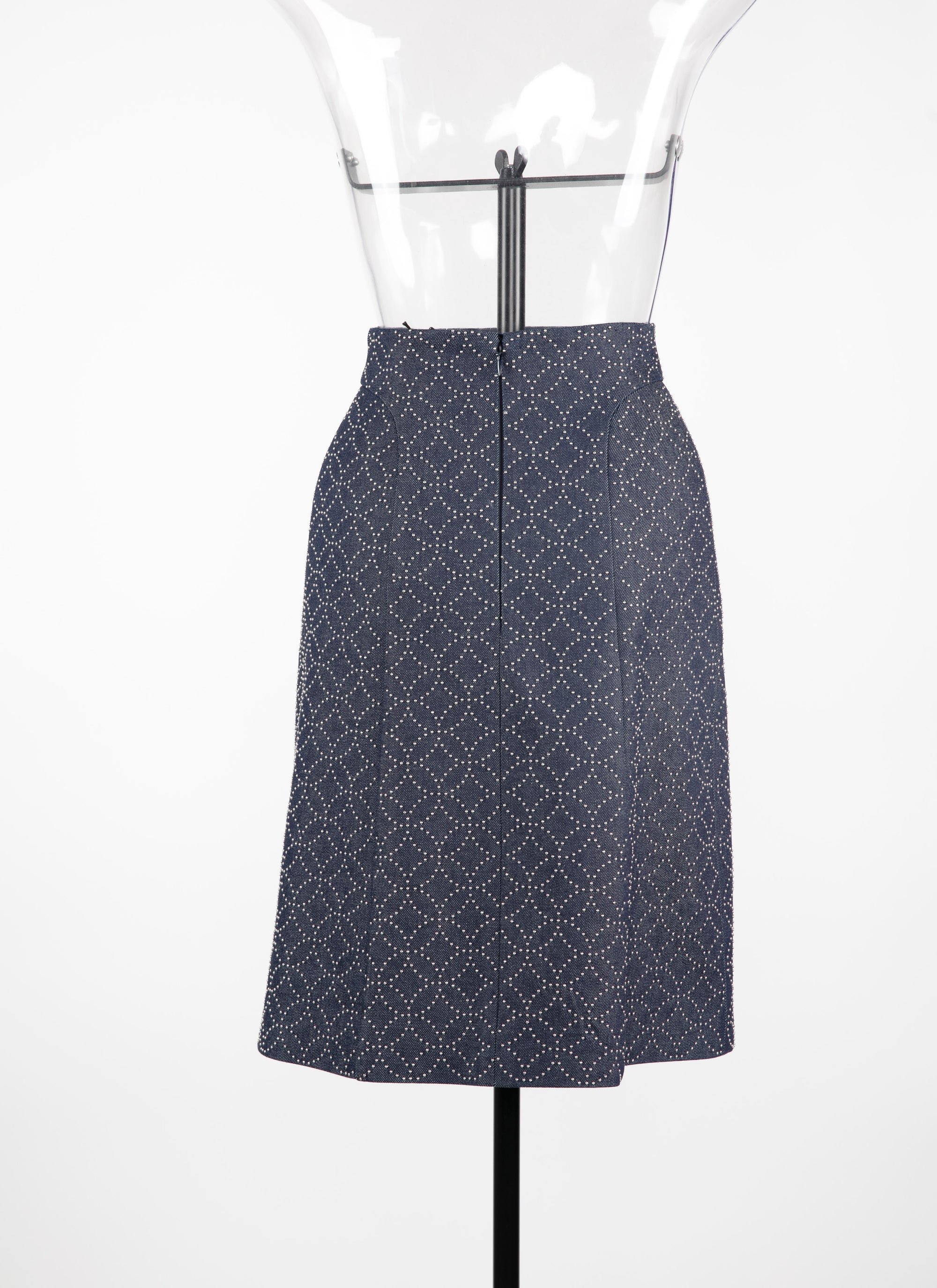 Jupe à motif en denim - Marine Foncé