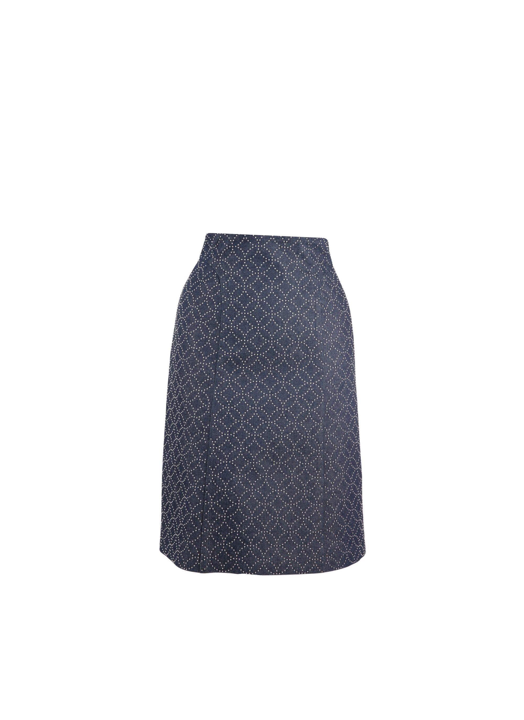 Jupe à motif en denim - Marine Foncé