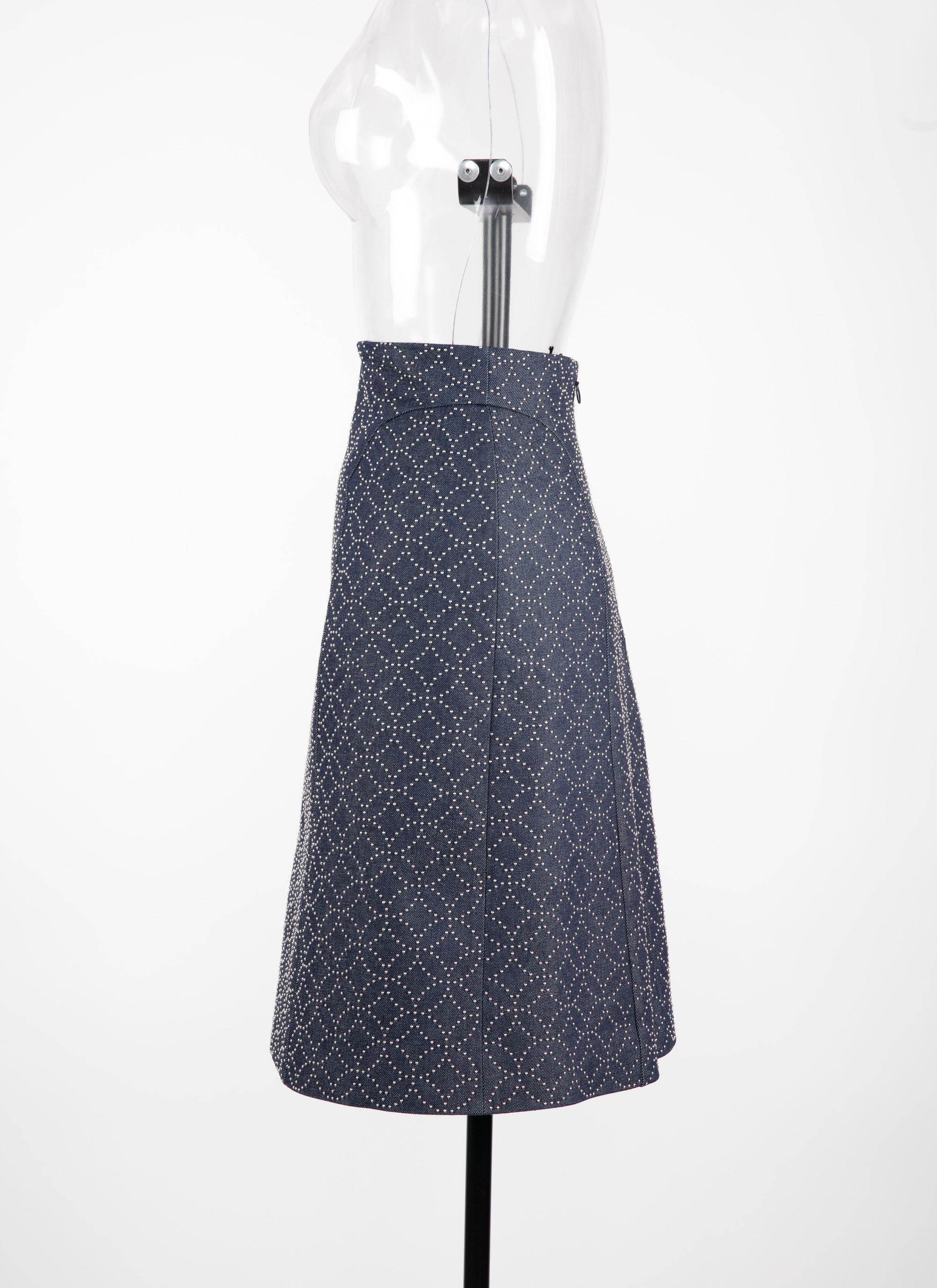 Jupe à motif en denim - Marine Foncé