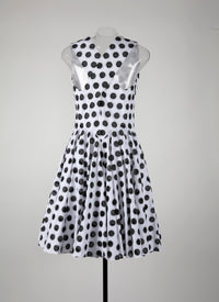 Embroidered sleeved dress - White & Black