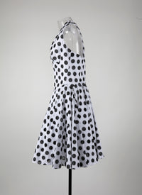 Embroidered sleeved dress - White & Black