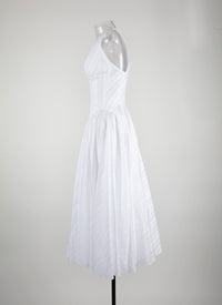 Sleeveless jacquard print dress - White