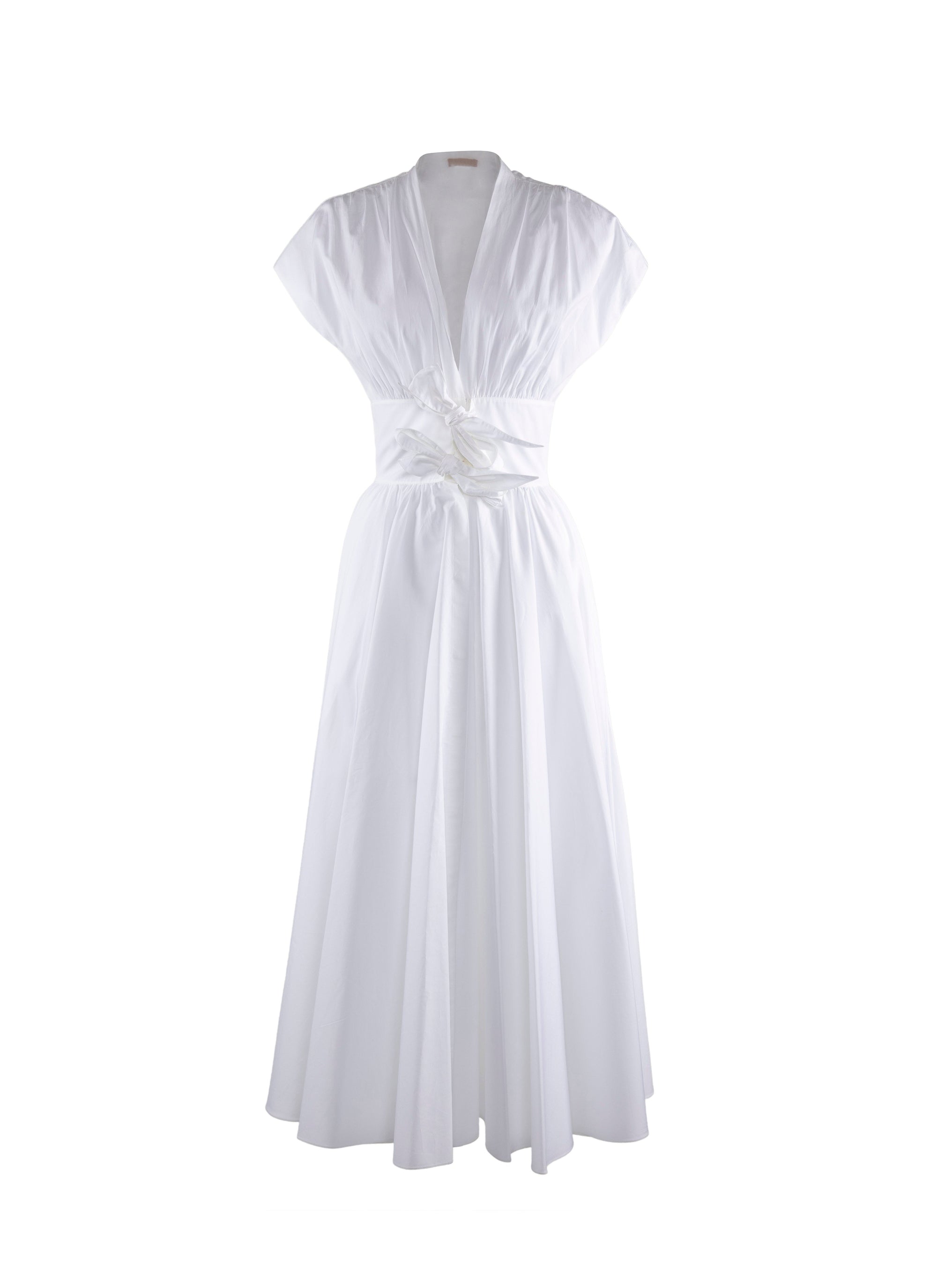 Belted midi dress - White