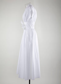 Belted midi dress - White