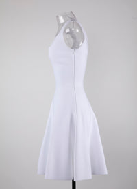 Mesh flared short dress - White