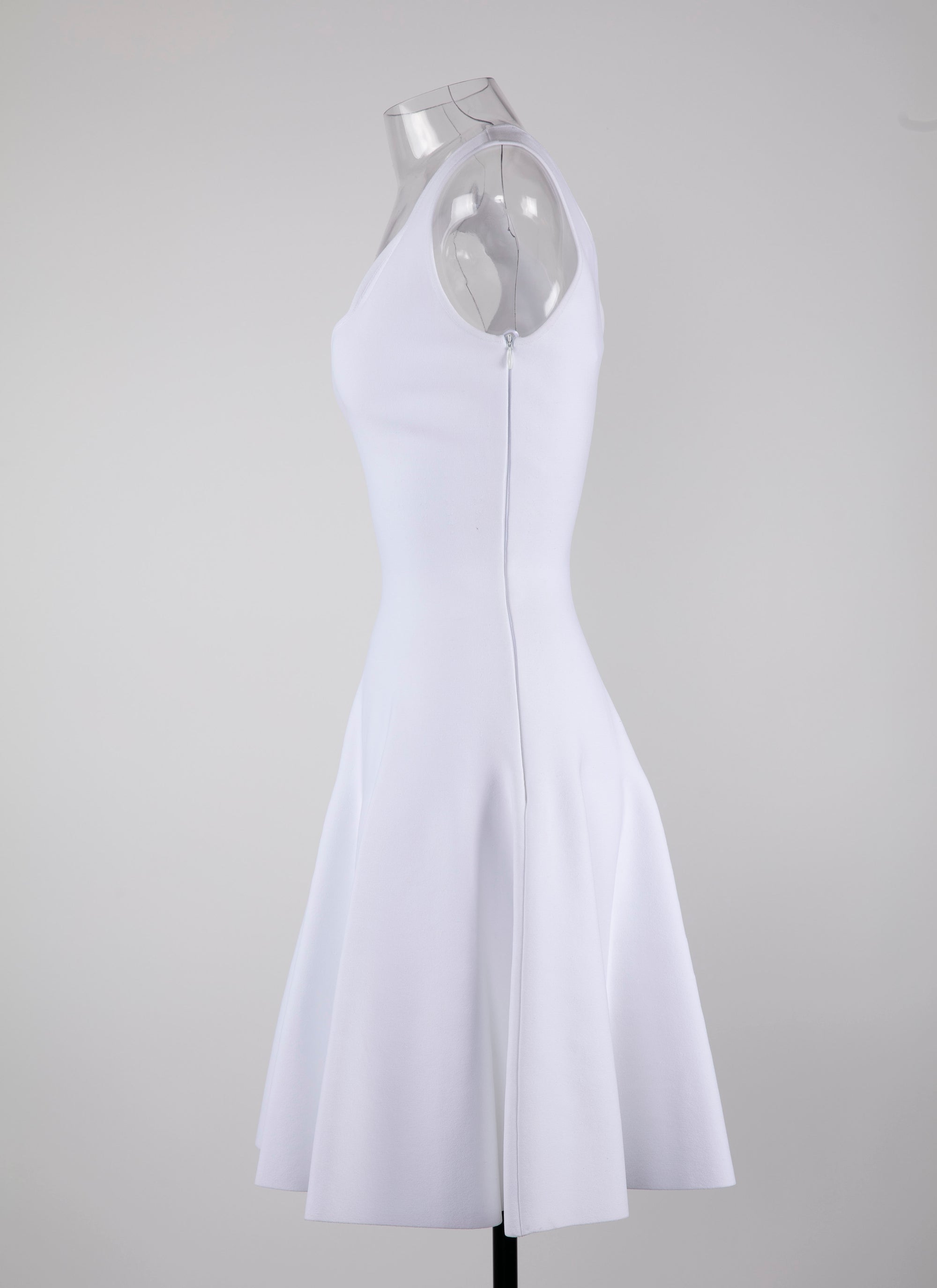 Mesh flared short dress - White