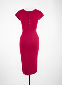 Mesh Venus short-sleeved dress - Magenta