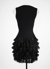 Mesh ruffle dress - Black