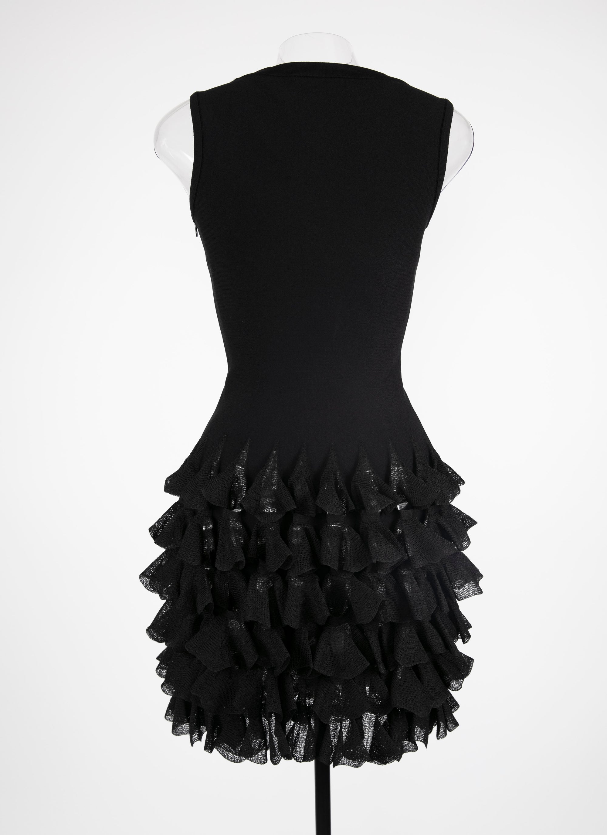 Mesh ruffle dress - Black