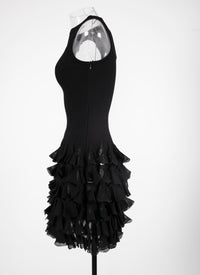 Mesh ruffle dress - Black