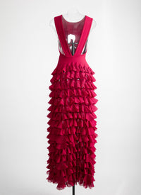 Sleeveless knitted Habanera dress - Magenta