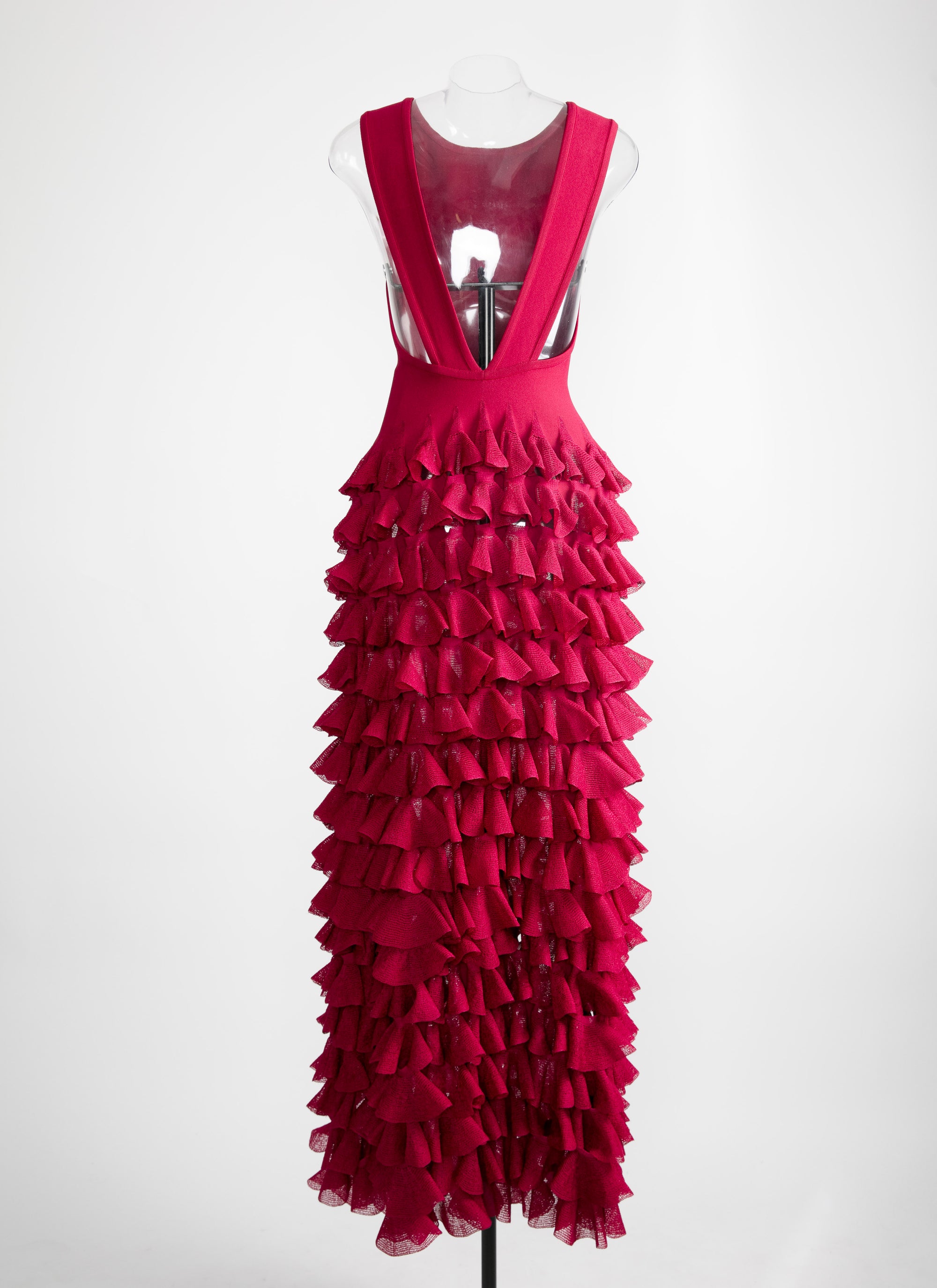 Sleeveless knitted Habanera dress - Magenta