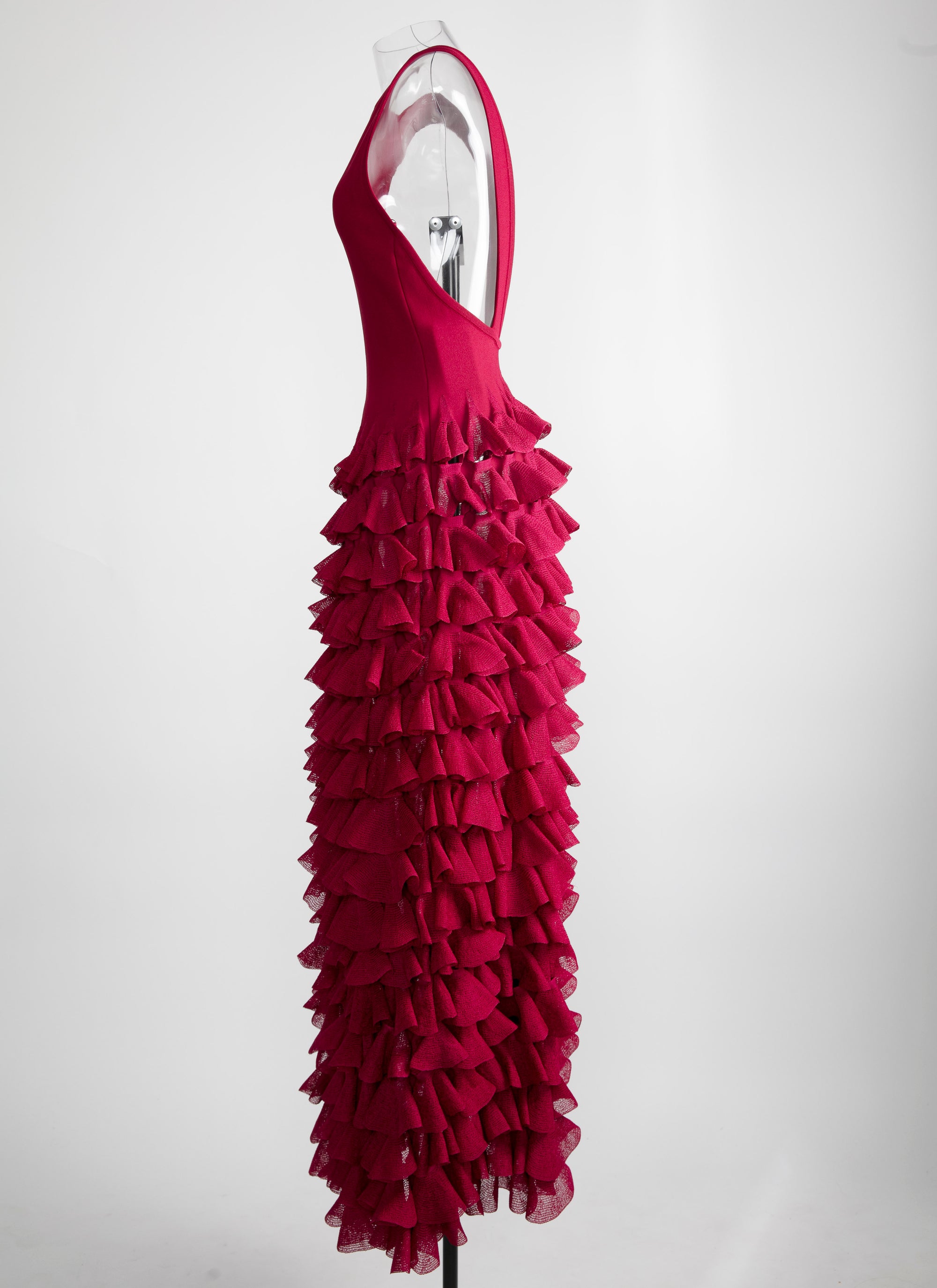 Sleeveless knitted Habanera dress - Magenta
