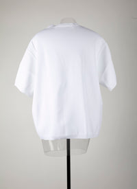 Pull à manches courtes en maille - Blanc