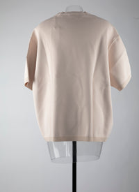 Knitted short sleeve jumper - Pebble