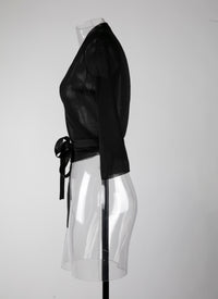Silk wrap top - Black