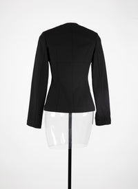 Canvas square collar jacket - Black