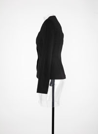 Canvas square collar jacket - Black