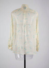 Chemise classique en soie - Ivoire & Bleu