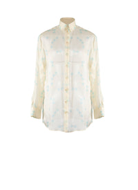 Chemise classique en soie - Ivoire & Bleu