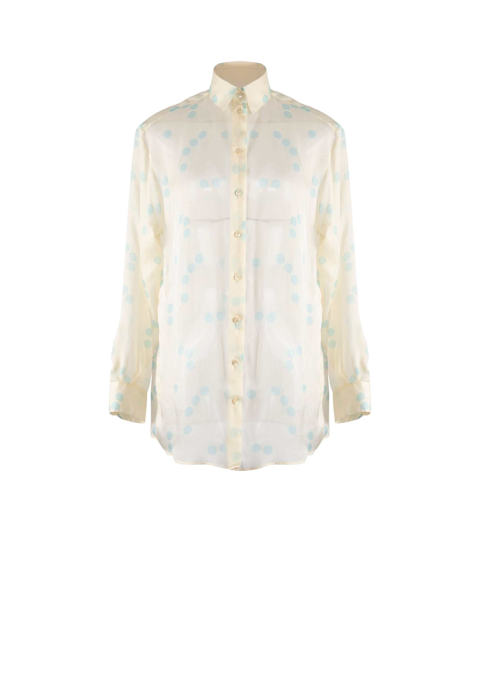 Chemise classique en soie - Ivoire & Bleu
