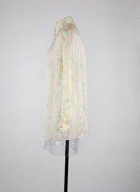 Chemise classique en soie - Ivoire & Bleu